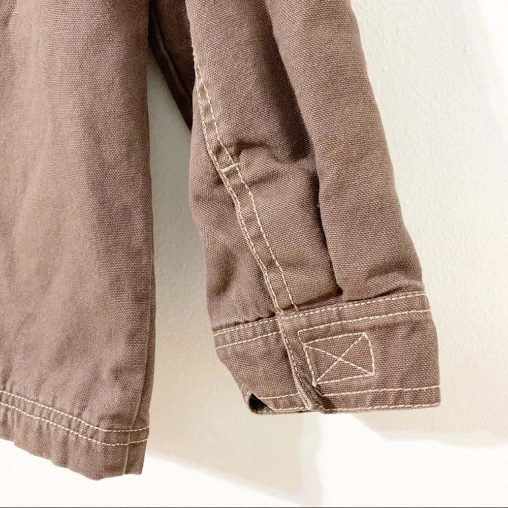 Gymboree Rugged Fully Lined Barn Coat with Corduroy Collar Pockets Brown and Tan